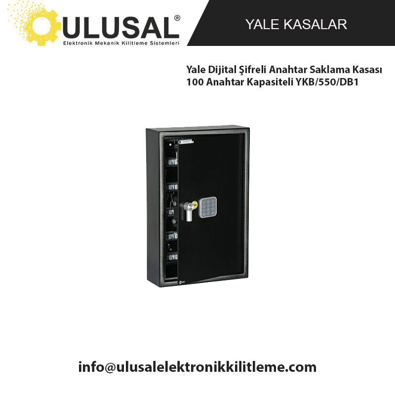 Yale Dijital Şifreli Anahtar Saklama Kasası 100 Anahtar Kapasiteli YKB/550/DB1