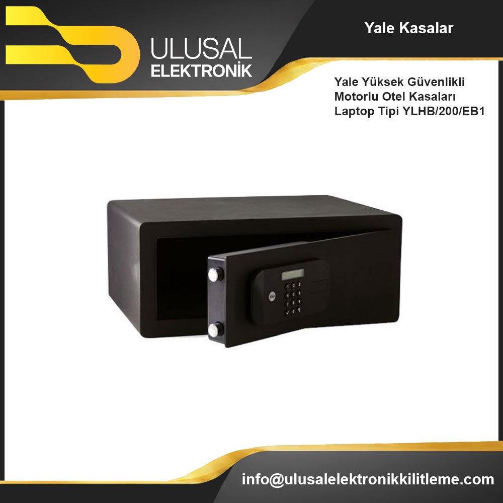 Yale Yüksek Güvenlikli Motorlu Otel Kasaları Laptop Tipi YLHB/200/EB1