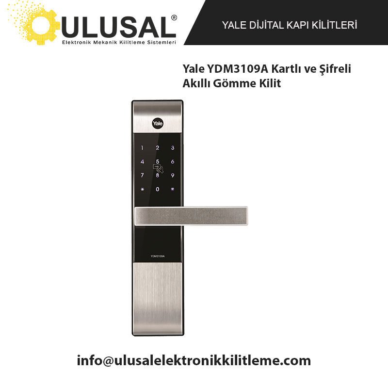 Yale YDM3109A Kartlı ve Şifreli Akıllı Gömme Kilit