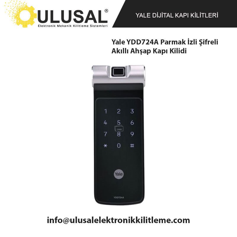 Yale YDD724A Parmak İzli Şifreli Akıllı Ahşap Kapı Kilidi