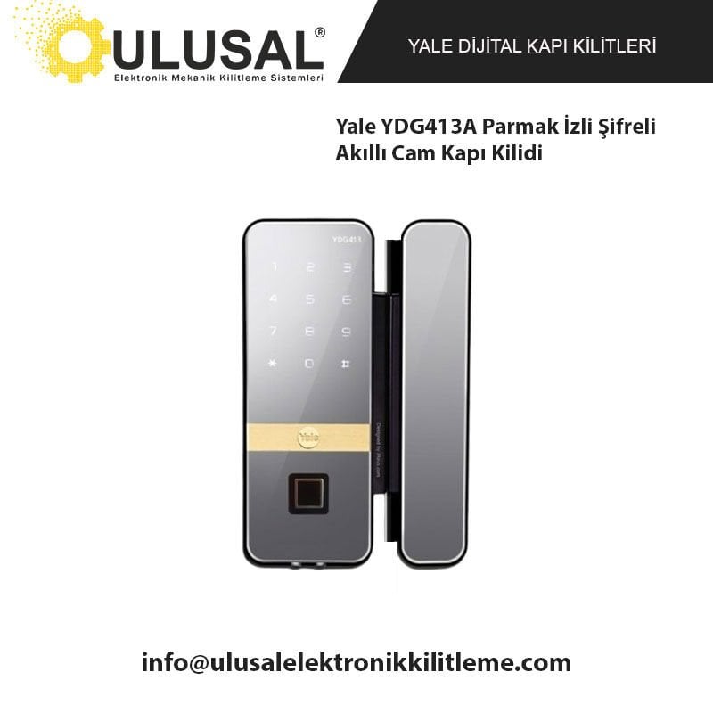 Yale YDG413A Parmak İzli Şifreli Akıllı Cam Kapı Kilidi