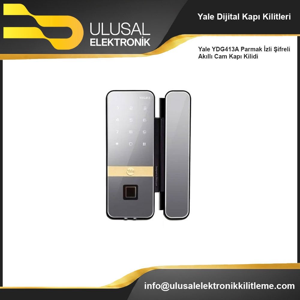 Yale YDG413A Parmak İzli Şifreli Akıllı Cam Kapı Kilidi