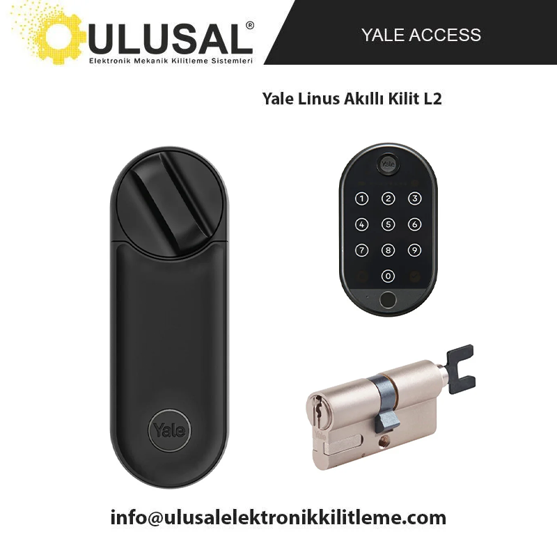 Yale Linus L2 Akıllı Kilit Seti Siyah Linus, Barel Ve Parmak İzli Tuş Takımı