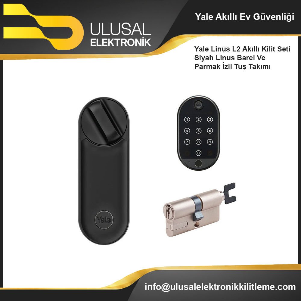 Yale Linus L2 Akıllı Kilit Seti Siyah Linus Barel Ve Parmak İzli Tuş Takımı
