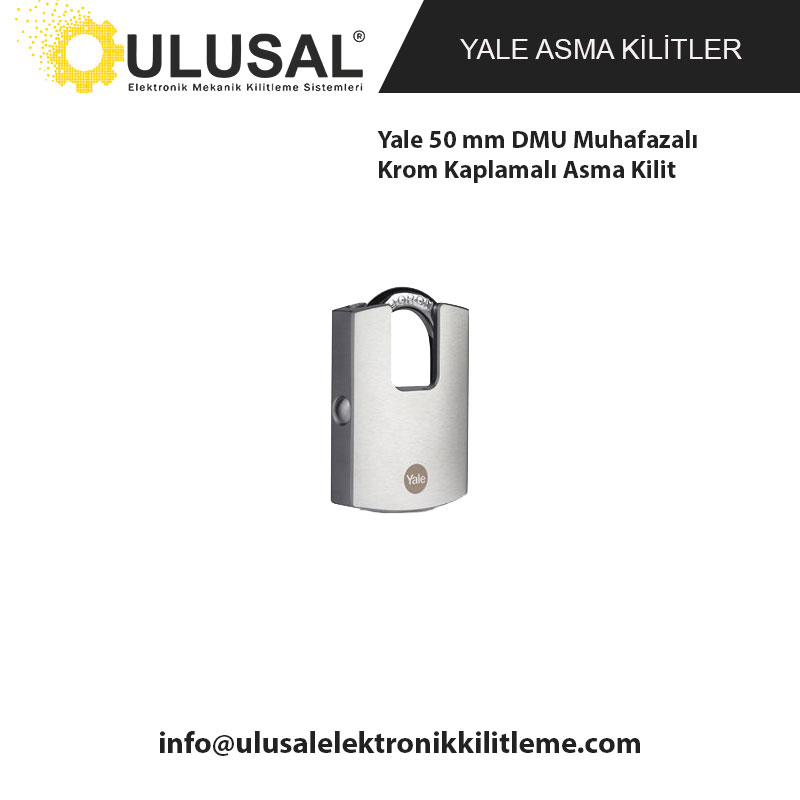 Yale 50 mm DMU Muhafazalı Krom Kaplamalı Asma Kilit